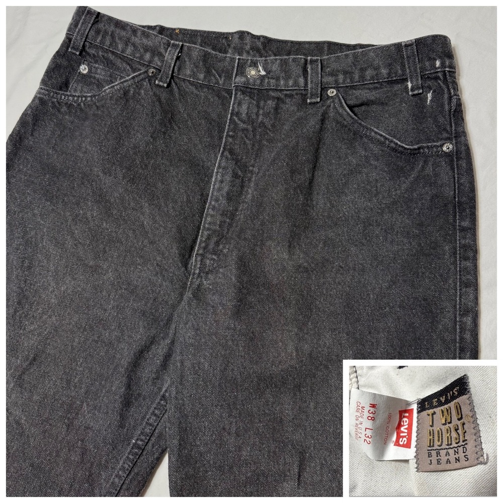 Vintage 1989 Levi’s 549 Two Horse Brand Jeans Men 38x30 Made In USA Leather Tab